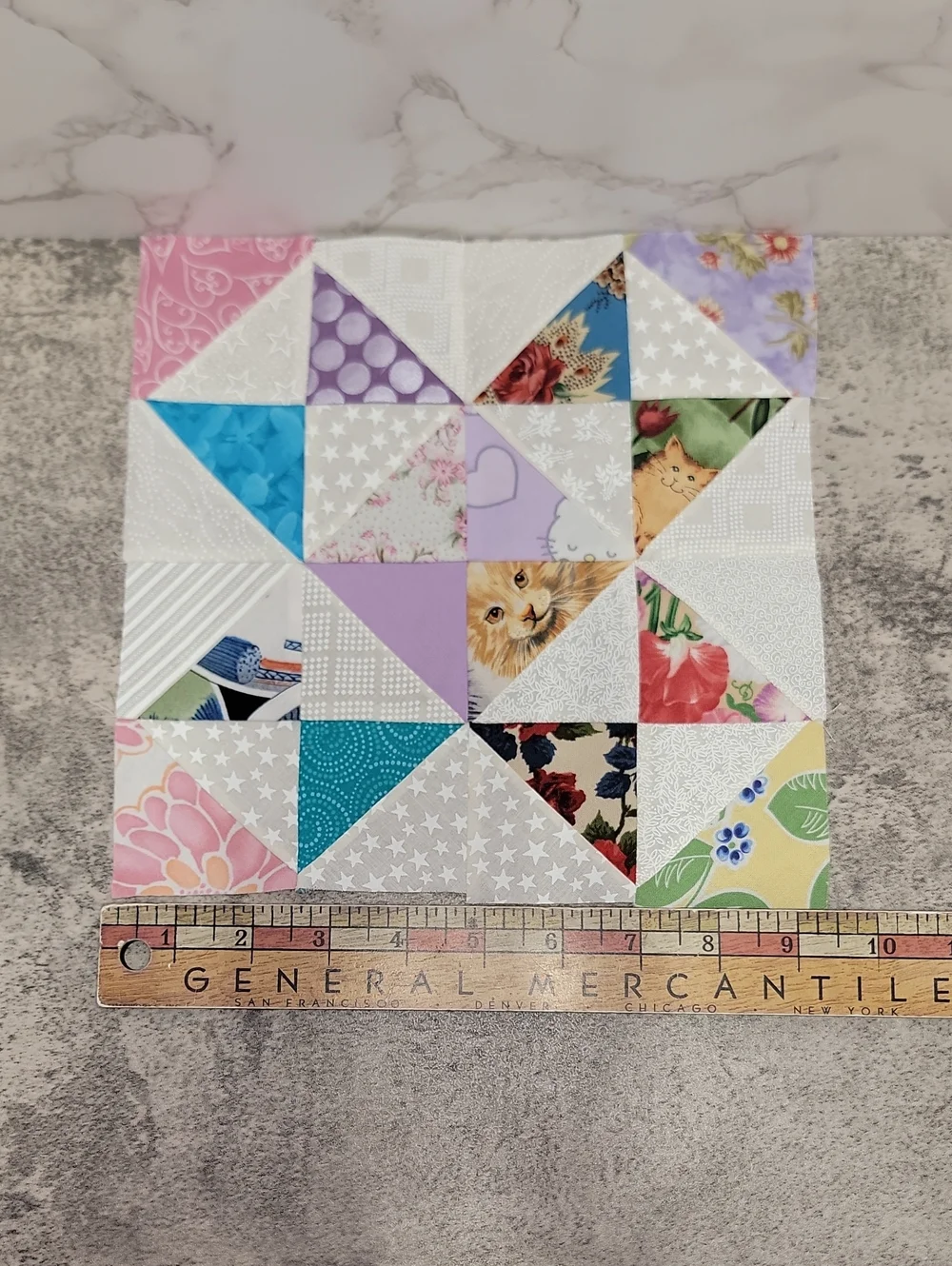 Vintage Handmade Patchwork Star quilt blocks Ohio Star Variation